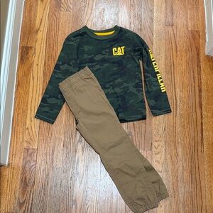 CAT Camo Long Sleeve Shirt and Brown Pants Set